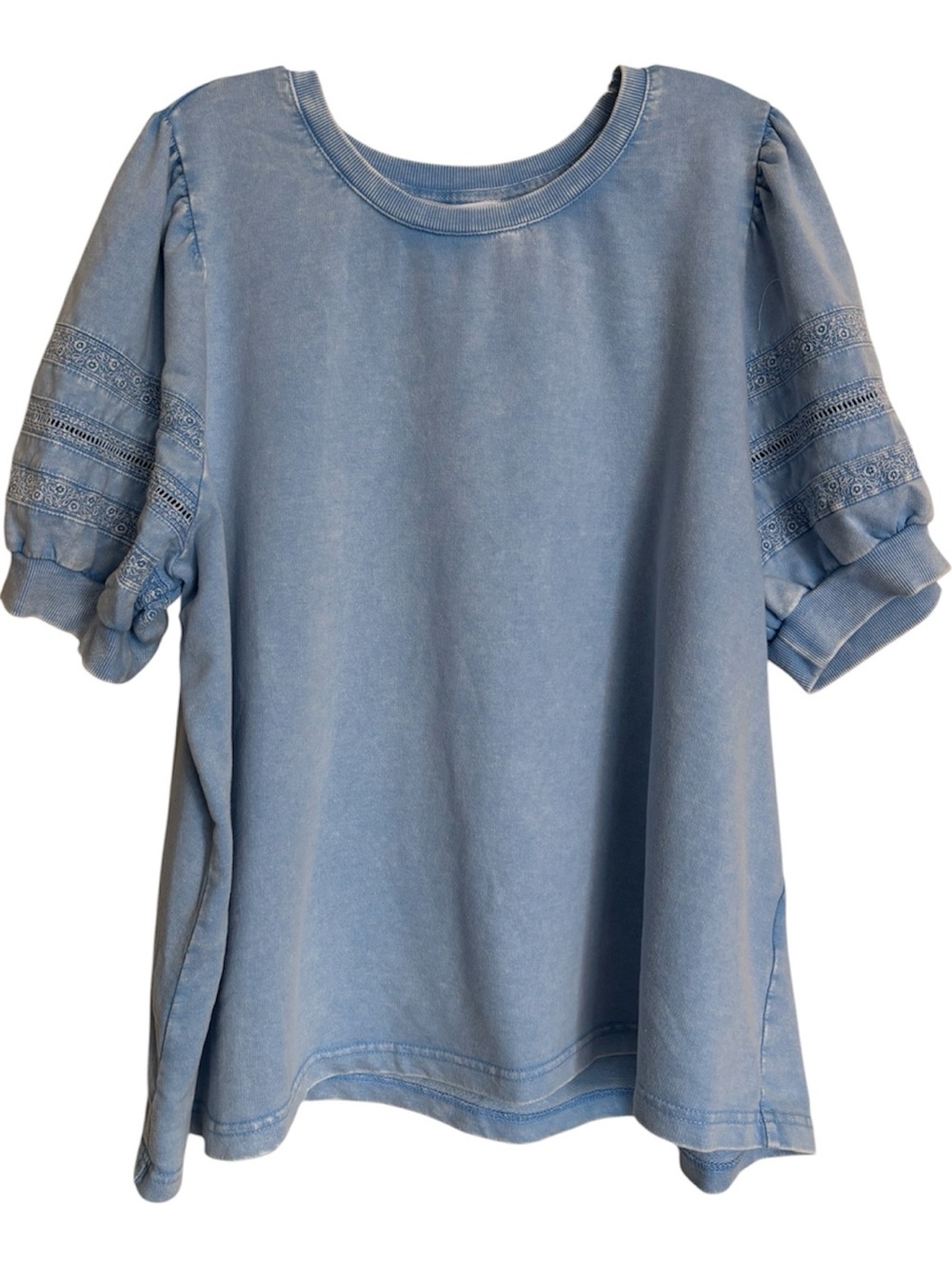 NWT Jane & Delancey Blue Garment Die Eyelet Puff Sleeve Top Plus Size 2X Boho